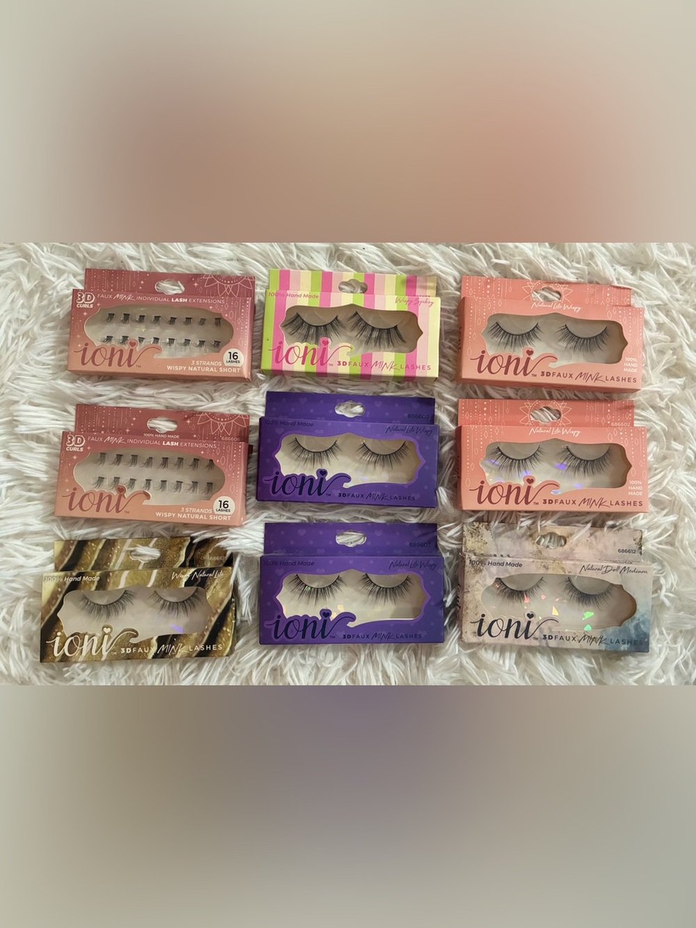 Ioni 3D Faux Mink Lashes Natural Doll Medium Lite Wispy Spikey Lash Extensions 9